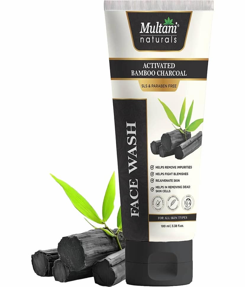 Multani Naturals Activated Bamboo Charcoal Face Wash For Men & Women with Detoxification & Anti-Aging Benefits 100ml (Pack of 1)