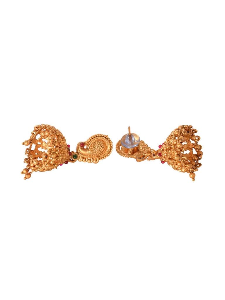 Gold Plated Multi stone studded Handcrafted Exquisite Temple Lakshmi ji & Peacock Design Jewellery Set view 4
