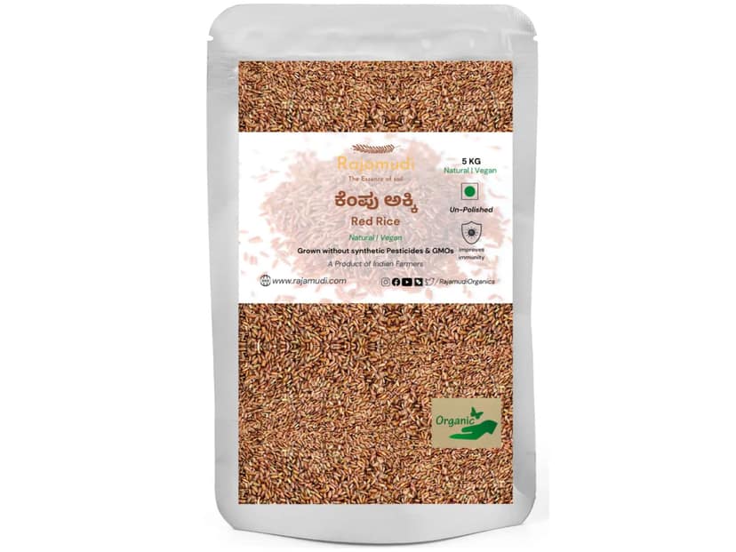 Rajamudi Organics Organic Keral Red Rice (Unpolished) - 5 Kilogram