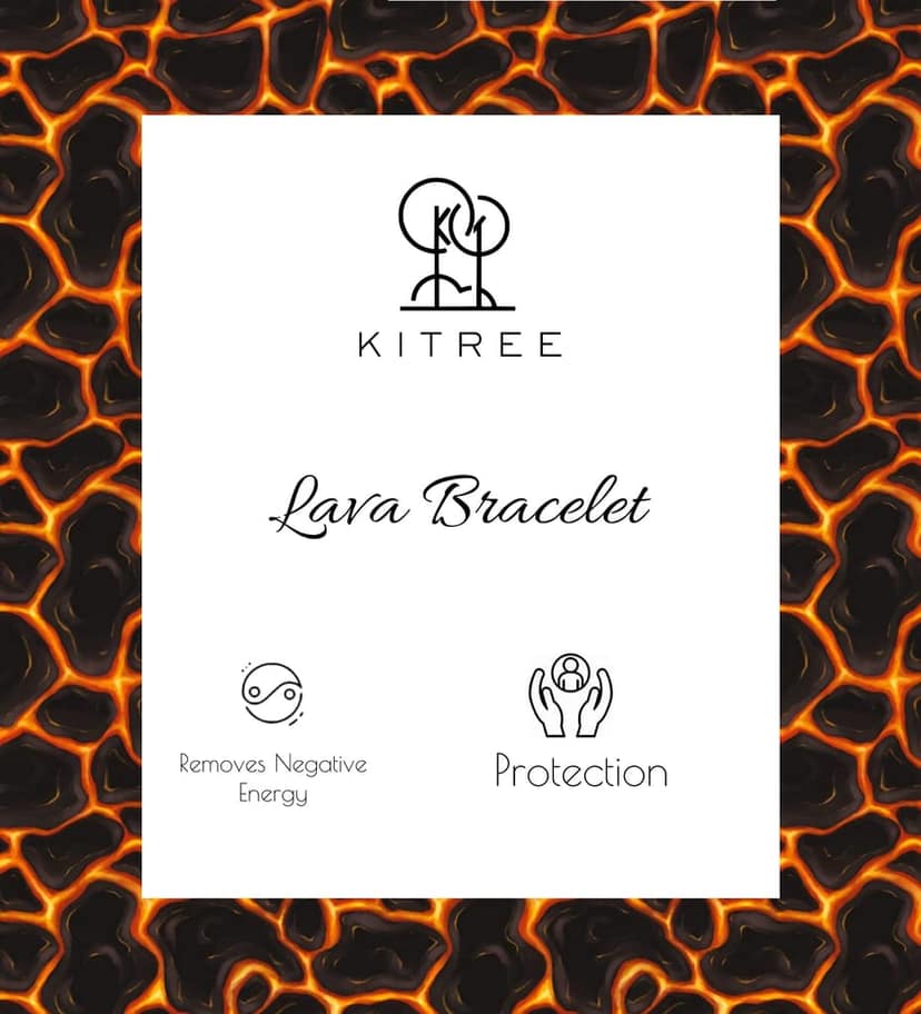 KITREE NATURAL LAVA STONE CRYSTAL BRACELET 8MM ROUND FOR UNISEX (COLOR BLACK) view 5
