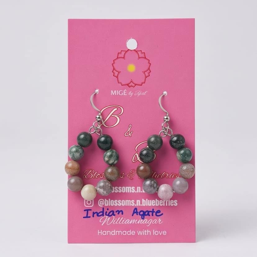 Indian Agate Bead Earrings
