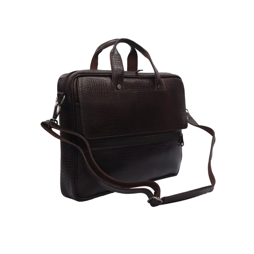 FHS Genuine Leather Office Bag - Brown | Laptop bag for Men view 4