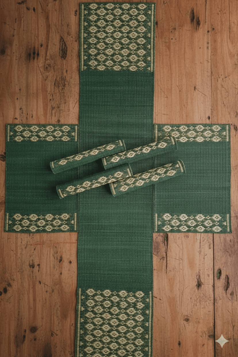 Heritage Madurkathi Handwoven Table Mat And Runner Set view 2