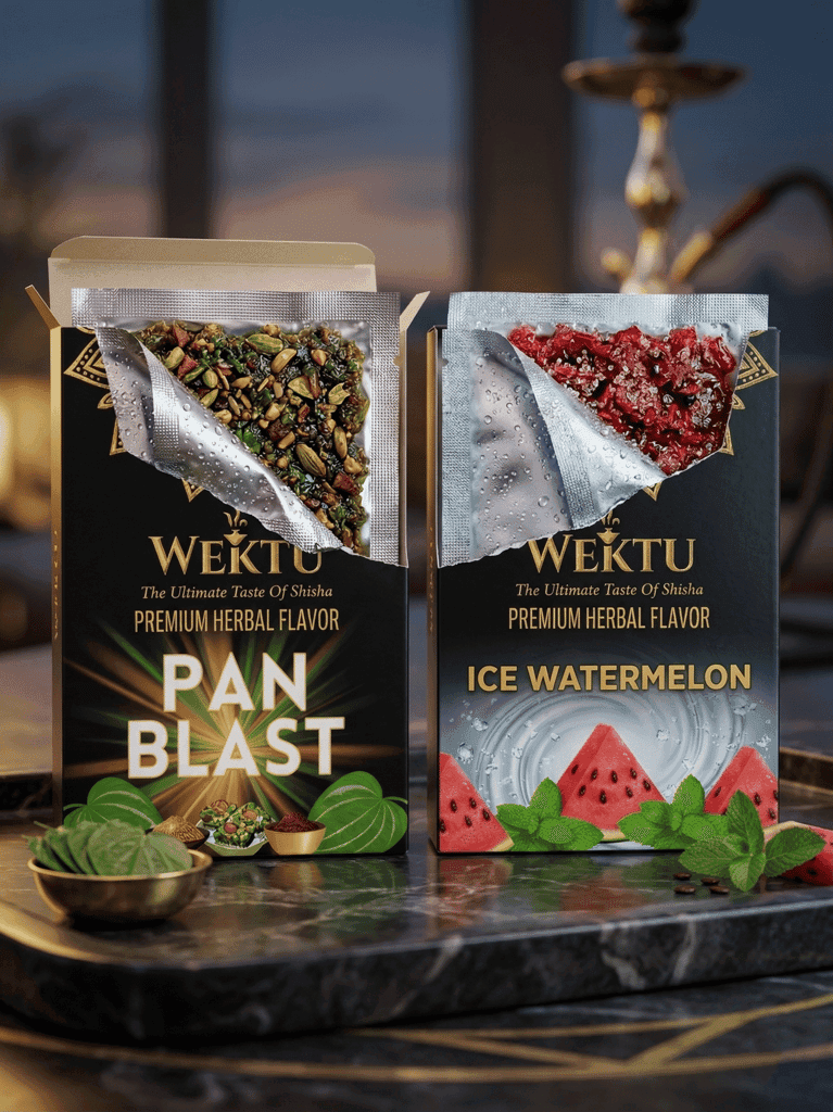 WEKTU Ultimate Tobacco-Free Shisha Experience Hub - Pure Herbal Multi-Flavor Hookah Materials Combo with Long-Lasting Coconut Charcoal & Heat-Shield Foil Pack view 2