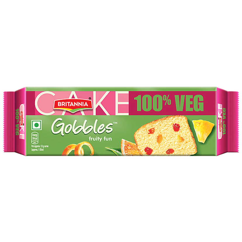 Britannia Gobbles 100% Veg Bar Cake - Fruit, Soft & Fluffy Snack, 60 G view 2