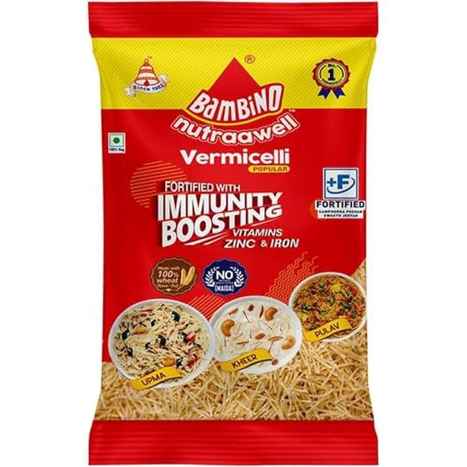 Bambino Vermicelli | Vegetarian Plain Vermicelli | Sada Sewaiyan | 400 grams each pouch | Pack of 2 | 800 Gm Pack view 2