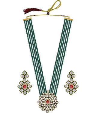 ShreejiHuf - Alloy Green Necklace Set ( Pack of 1 )