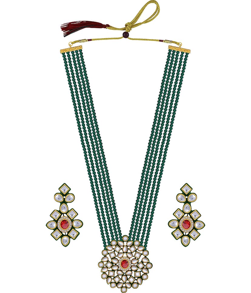 ShreejiHuf - Alloy Green Necklace Set ( Pack of 1 )
