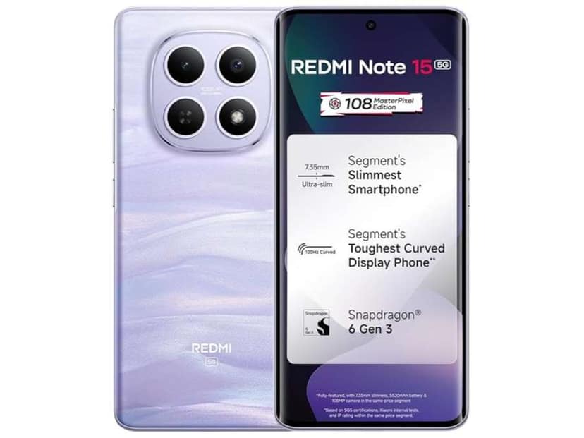 Redmi Note 15 5G Smartphone 8GB RAM, 128GB Storage - Mist Purple