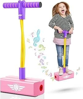 Kids Pogo Jumper Fun and Safe Pogo Stick for Toddlers, Durable Foam Bungee Jumping Stick Makes Squeaky Sounds Improves Balance, Bouncing Toy for Ages 3 and up Holds up to 250lbs - (Pink)