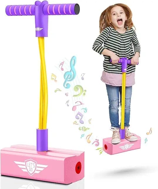 Kids Pogo Jumper Fun and Safe Pogo Stick for Toddlers, Durable Foam Bungee Jumping Stick Makes Squeaky Sounds Improves Balance, Bouncing Toy for Ages 3 and up Holds up to 250lbs - (Pink) view 3