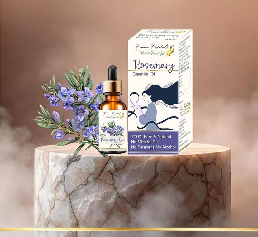 Evaara Essentials | Rosemary Essential Oil, 100% Pure and Natural, 30ml, No Parabens