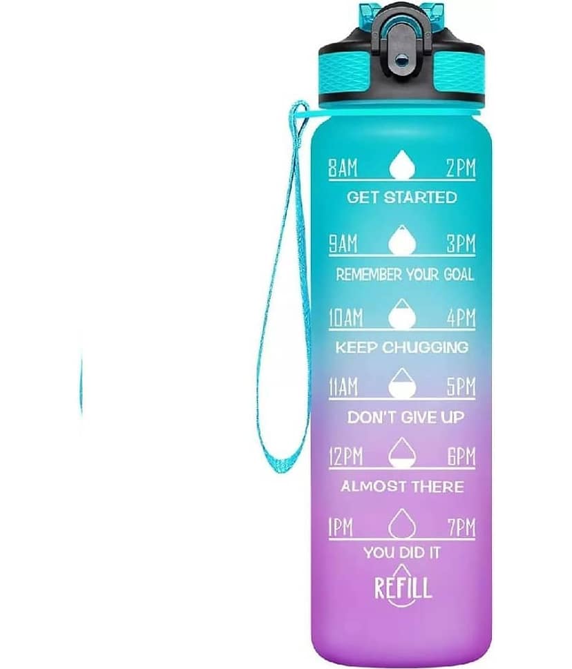 Motivational Fitness Sports Leak proof Water Bottle with Time Marker - Multicolour Water Bottle ( Pack of 1 )