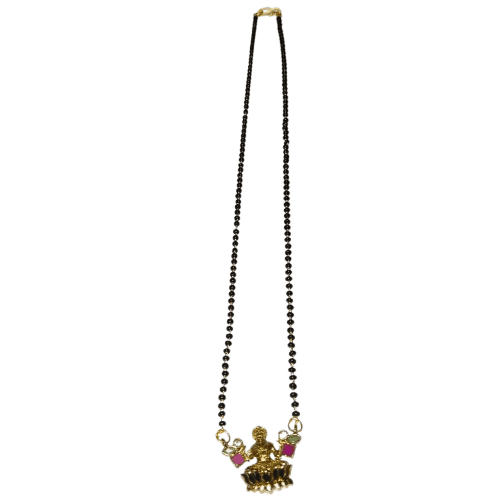 Black Beads Mangalsutra with Gold Pendant for Women view 2