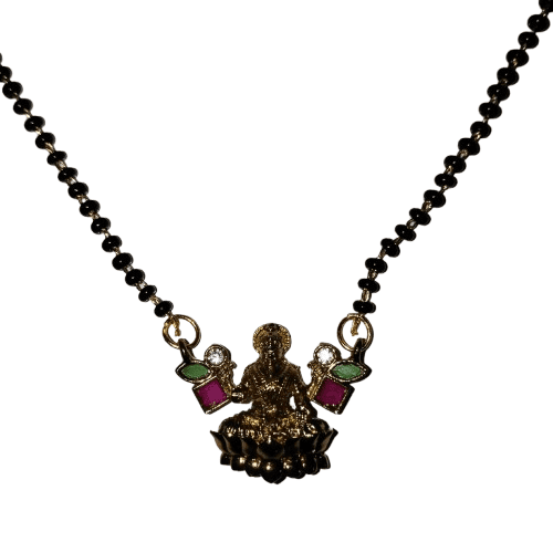 Black Beads Mangalsutra with Gold Pendant for Women view 3