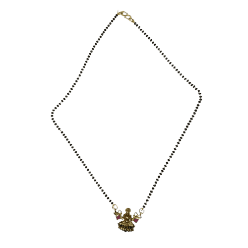 Black Beads Mangalsutra with Gold Pendant for Women view 5