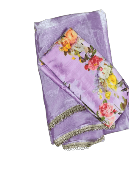 Lavender Colour Georgette Saree With Blouse Piece