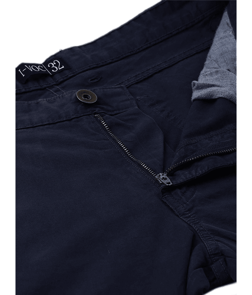 IVOC Men Navy Blue Slim Fit Solid Cargos view 4