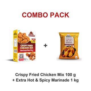 Chef's Favourite Fried Chicken Combo Pack - Crispy Fried Chicken Mix 100 g + Extra Hot & Spicy Marinade 1 kg