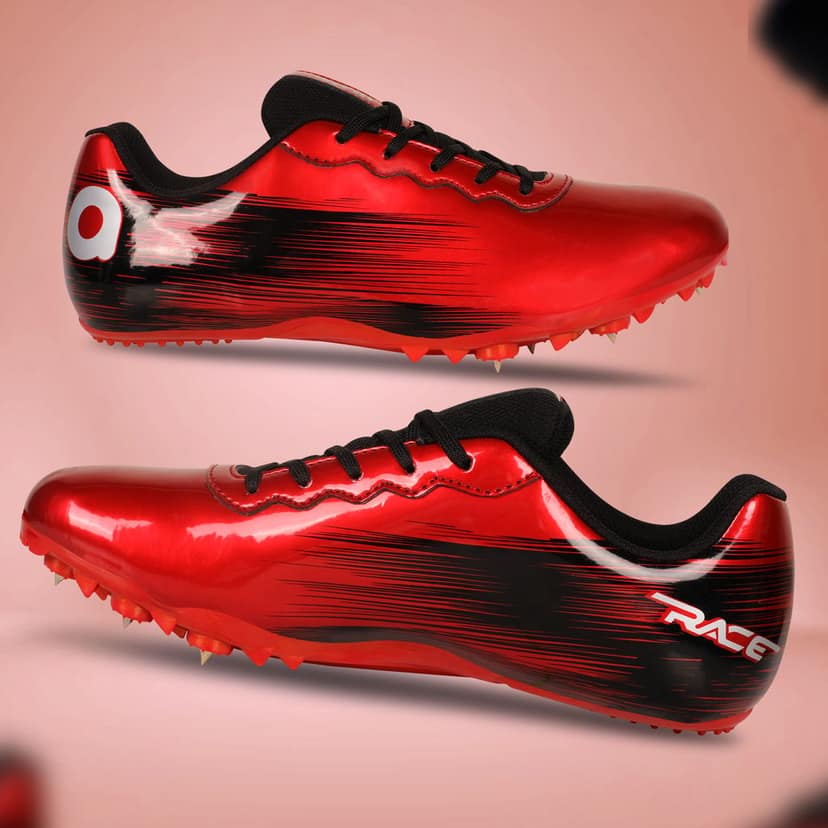 AIVIN Unisex Red and Black Spikes Athletic Track and Field Shoes