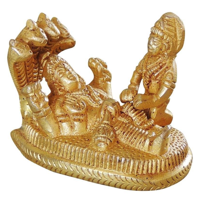 Brass Vishnu Laxmi with Sheshnag Idol - Premium Temple Statue, Height : 2 Inch (BSMAS1050 C) view 2