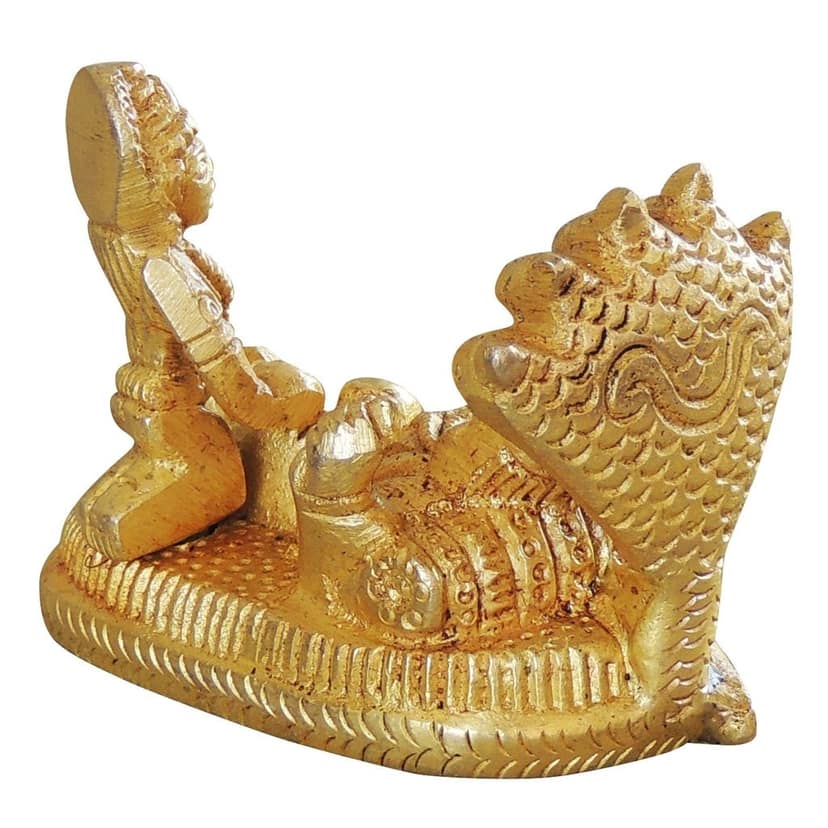 Brass Vishnu Laxmi with Sheshnag Idol - Premium Temple Statue, Height : 2 Inch (BSMAS1050 C) view 3
