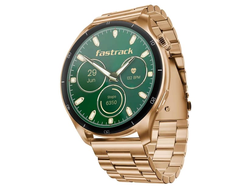 Fastrack Dezire FX1 PRO Fashion Smart Watch, 1.43" AMOLED, 466*466 Pixel Resolution, SingleSync BT Calling, AI Voice Assistant, 100+ Sports Modes - Rose Gold