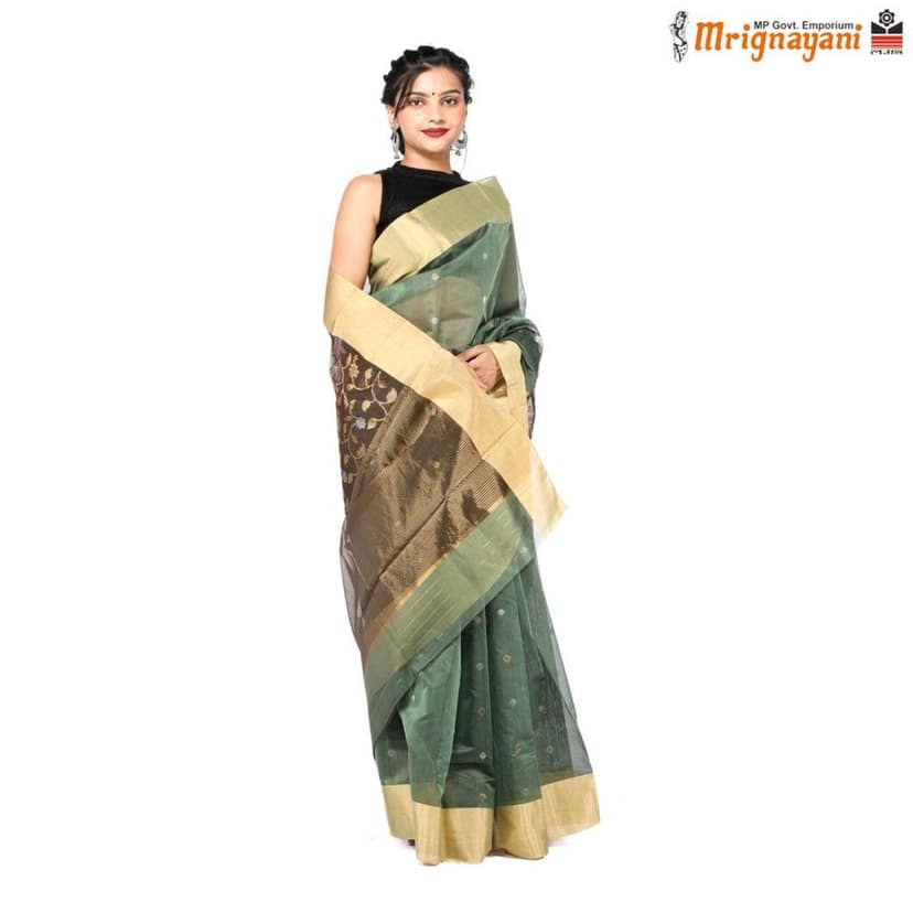 HANDLOOM CHANDERI SILK SAREE WITH BLOUSE (SKU - 1SC107310522, SAREE-1095) view 2