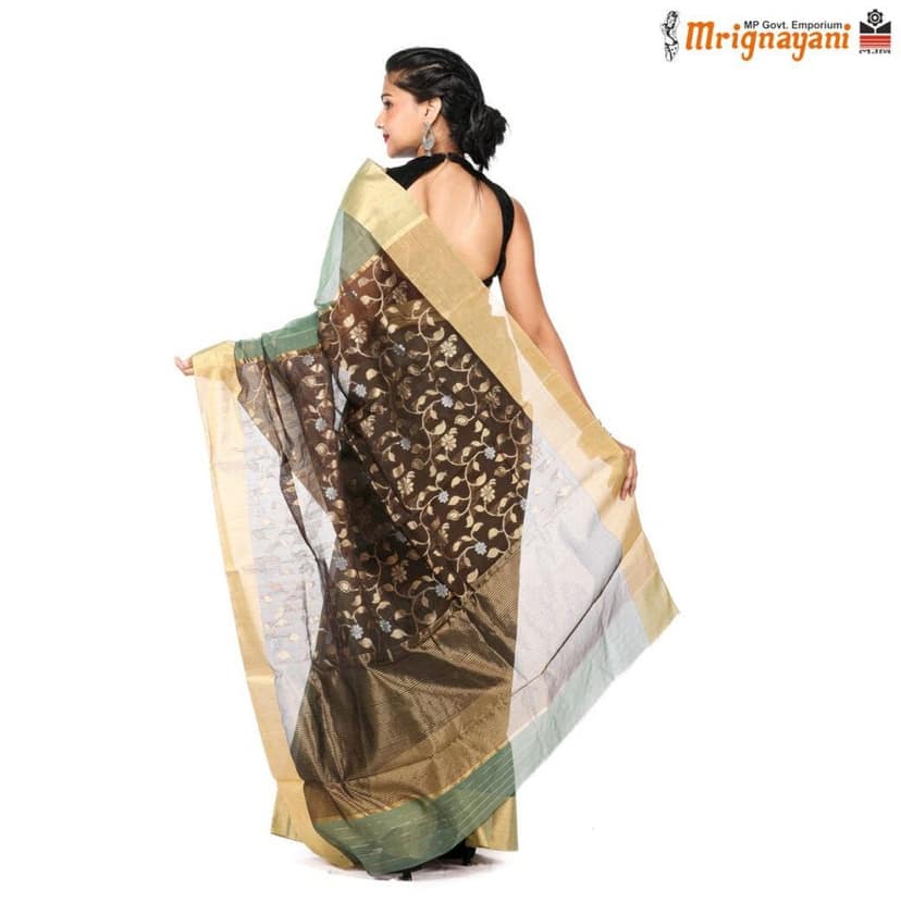 HANDLOOM CHANDERI SILK SAREE WITH BLOUSE (SKU - 1SC107310522, SAREE-1095) view 3