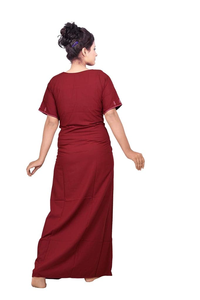 VALENCIA SLEEPWEAR Lizzy Bizzy Cotton Embroidery Nighty Nightwear Maxi Plain for Women view 8