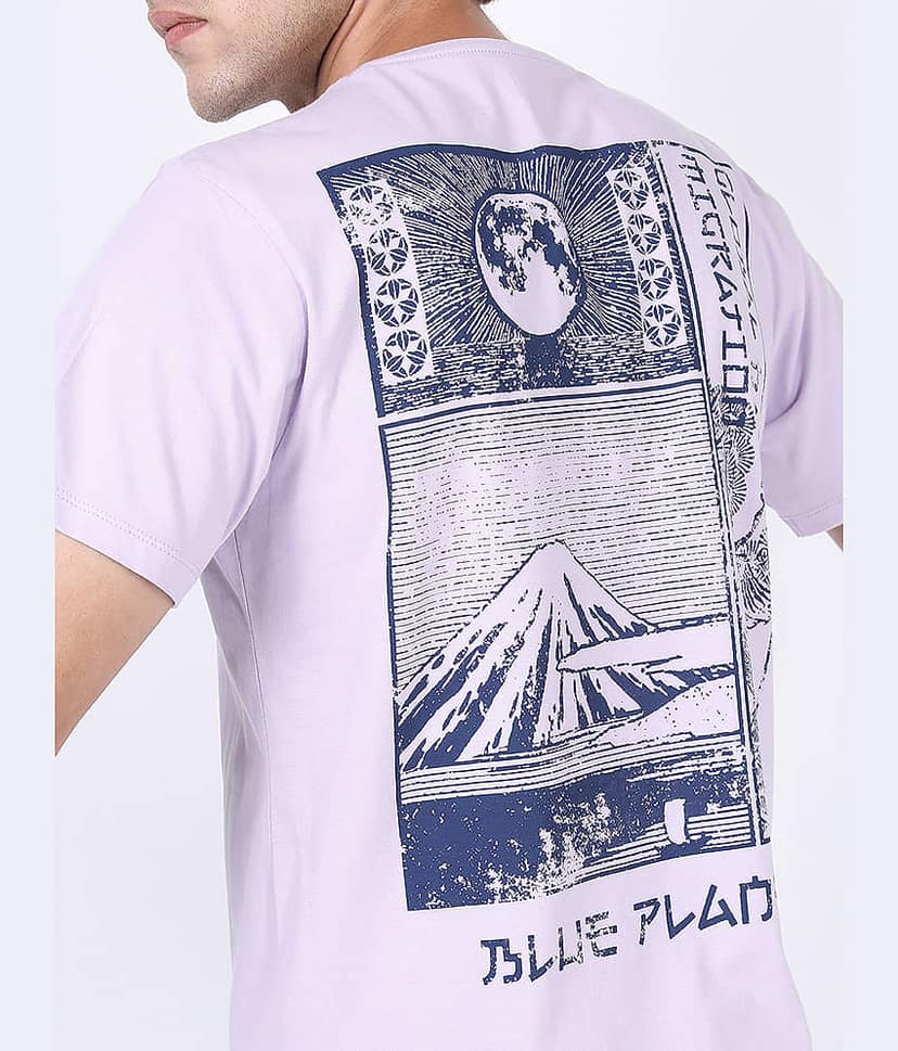 Highlander Men Cotton Slim Fit Printed T-Shirt ( Purple ) view 4