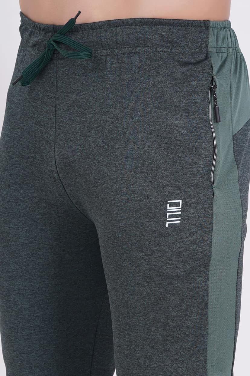 Men's Activewear Dark Green Track Pants with Drawstring and Zippered Pockets 1 set view 4