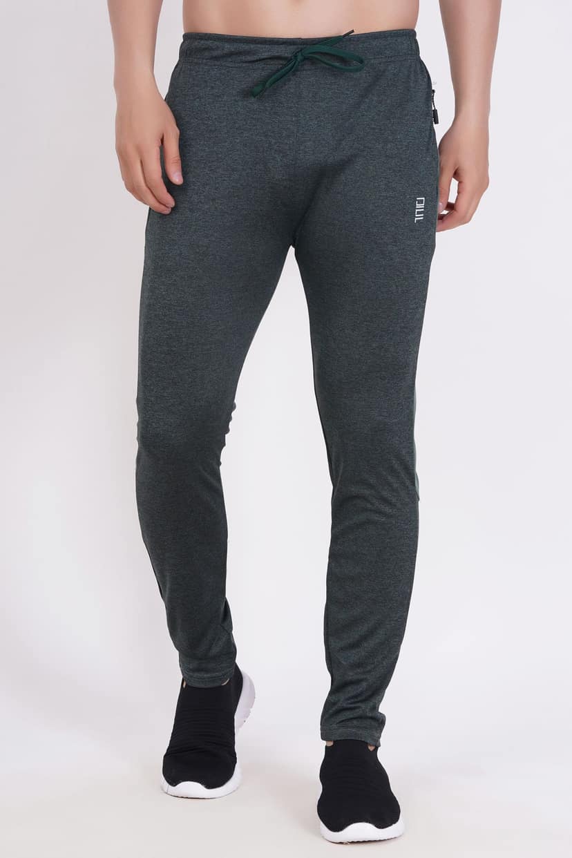 Men's Activewear Dark Green Track Pants with Drawstring and Zippered Pockets 1 set view 6
