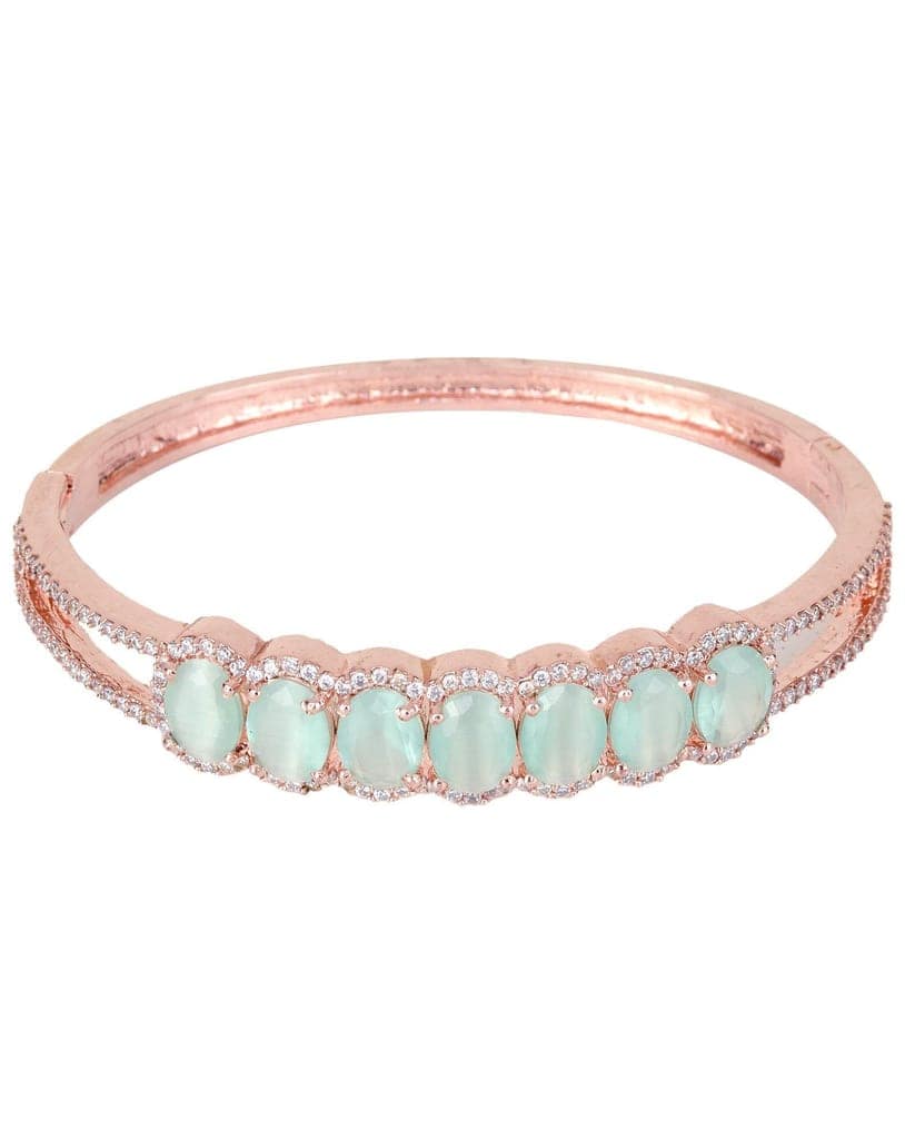 Rose Gold plated Sea Green AD stylish Handcrafted Bracelet for Women & Girls view 3