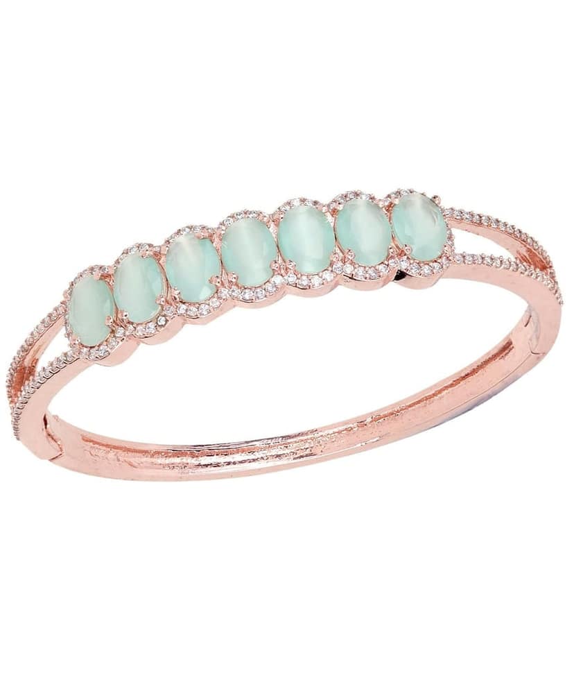 Rose Gold plated Sea Green AD stylish Handcrafted Bracelet for Women & Girls view 5