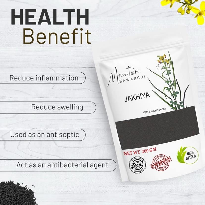 Mountain Bawarchi Jakhiya Black Mustard Seeds | Whole Rai Dana | Sarso Dana Indian Spice (200 g) view 3