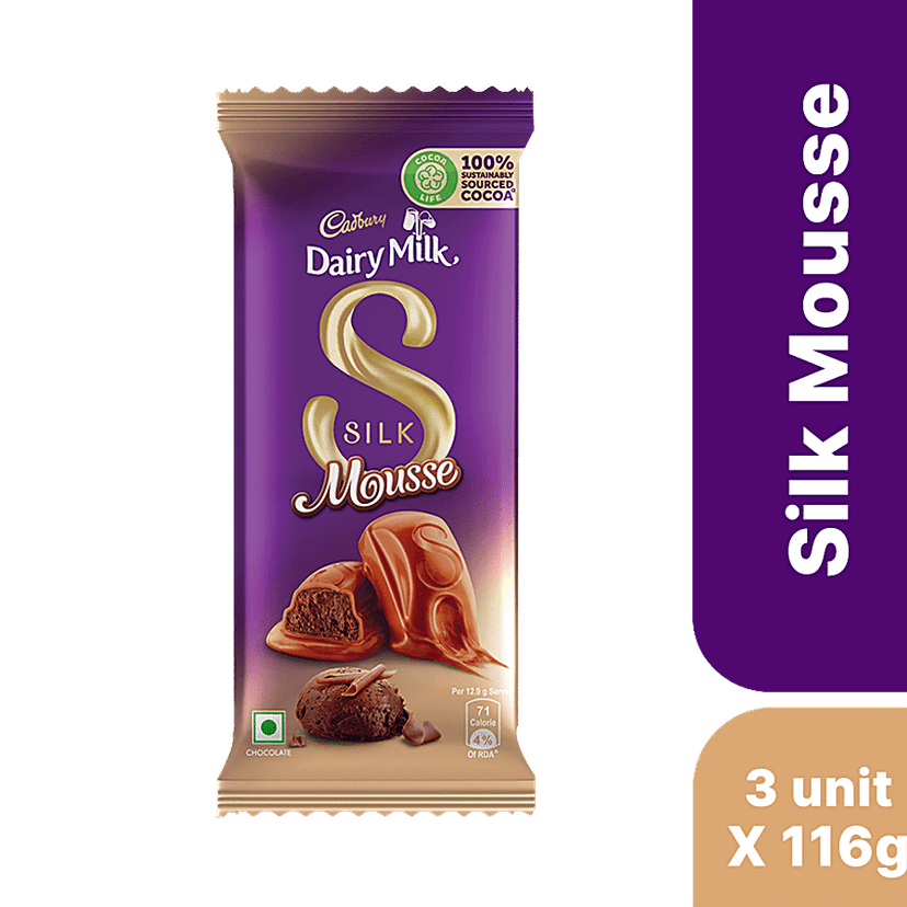 Cadbury Dairy Milk Silk Dairy Milk Silk Mousse - Chocolate Bar, 3x116 g Multipack