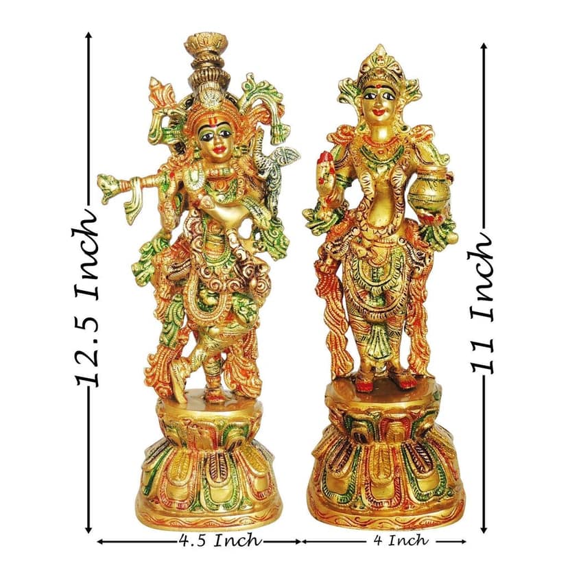 Brass Radha Krishna Pair God Idol ? Religious Decor Statue, Height : 12.5 Inch (BSMAS1409) view 2