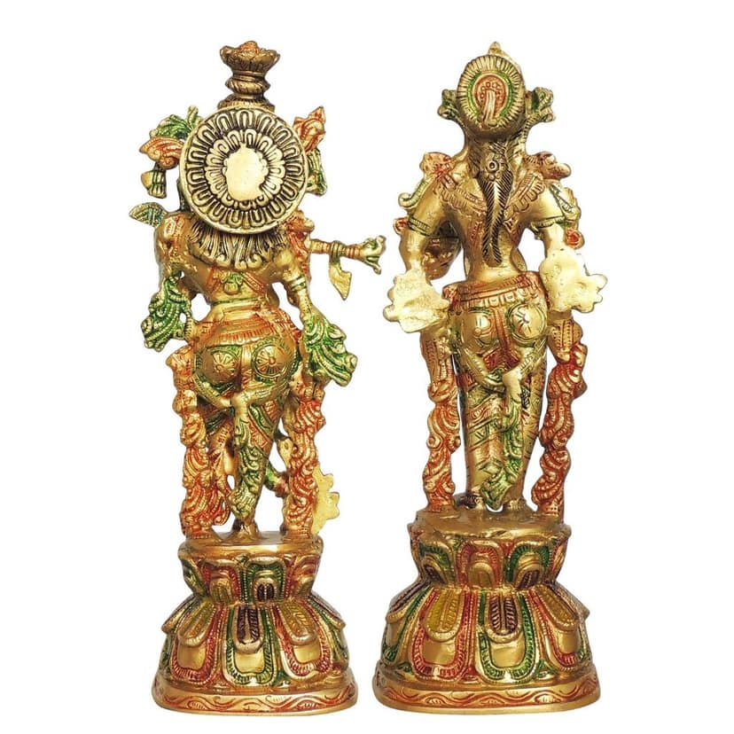 Brass Radha Krishna Pair God Idol ? Religious Decor Statue, Height : 12.5 Inch (BSMAS1409) view 3
