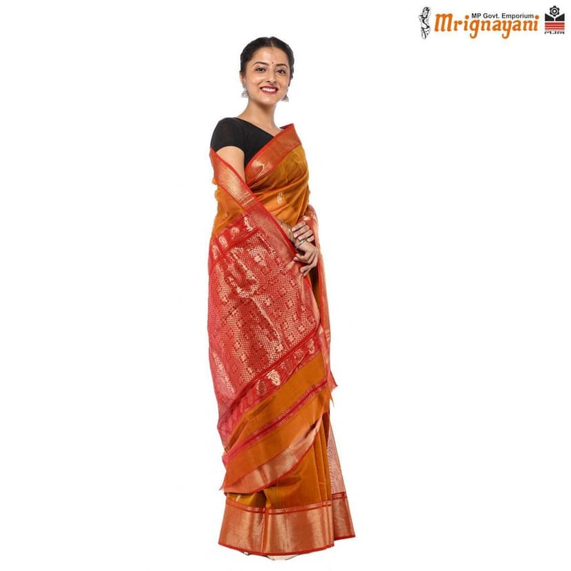 HANDLOOM MAHESHWARI SILK SAREE WITH BLOUSE (SKU - 3S0101180522, SAREE-1080) view 2