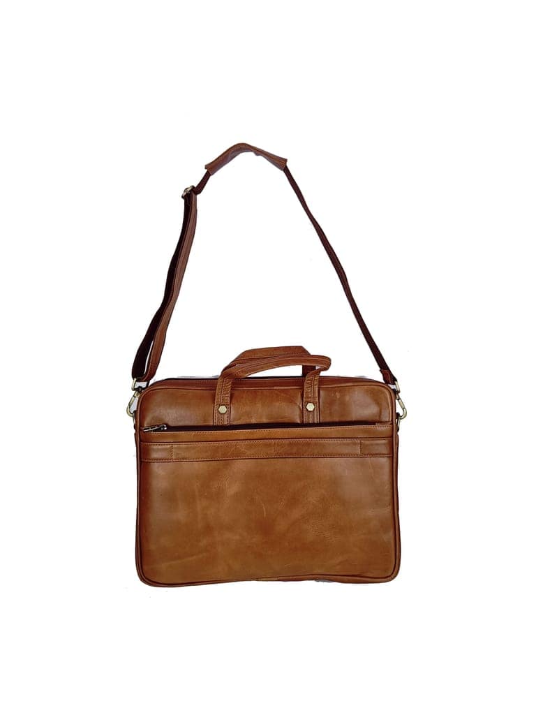 FHS Genuine Leather Laptop cum Messanger Bag with Comfortable Grip Hand Holds view 2