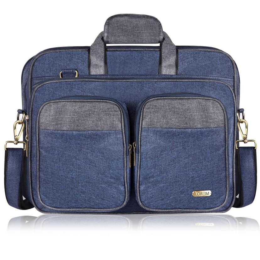LOREM Blue & Grey Color Linen fabric 28L Laptop Messenger Bag For Men BG99