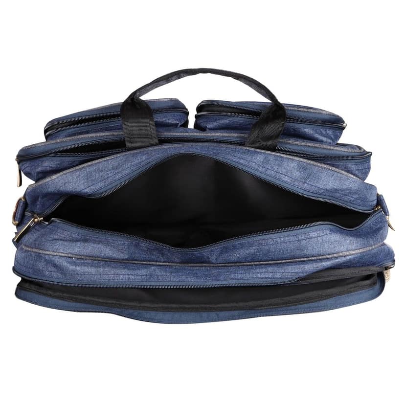 LOREM Blue & Grey Color Linen fabric 28L Laptop Messenger Bag For Men BG99 view 5