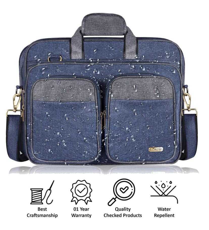LOREM Blue & Grey Color Linen fabric 28L Laptop Messenger Bag For Men BG99 view 6