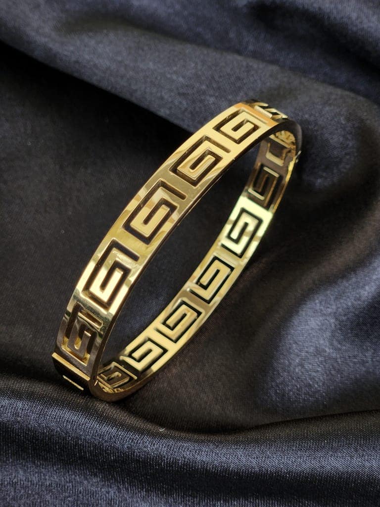 Classic Gold-Toned Geometric Cuff Bracelet view 3