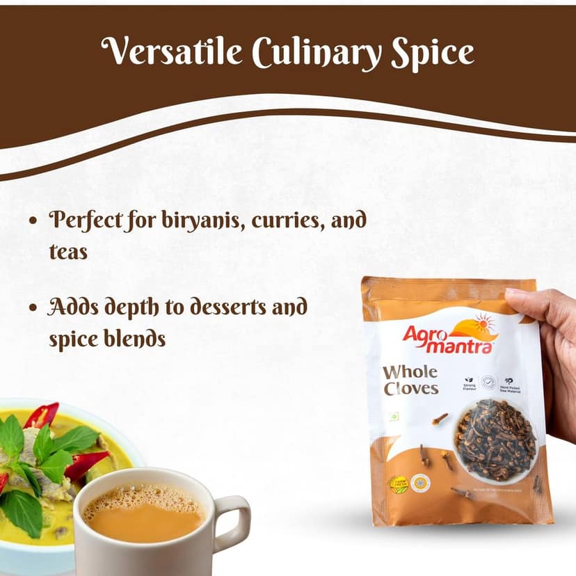 Agro Mantra Whole Cloves Intense Aroma & Authentic Flavor | Sourced from India�s Renowned Spice Regions | Perfect for Curries, Biryani & Desserts | Preservative-Safe view 5