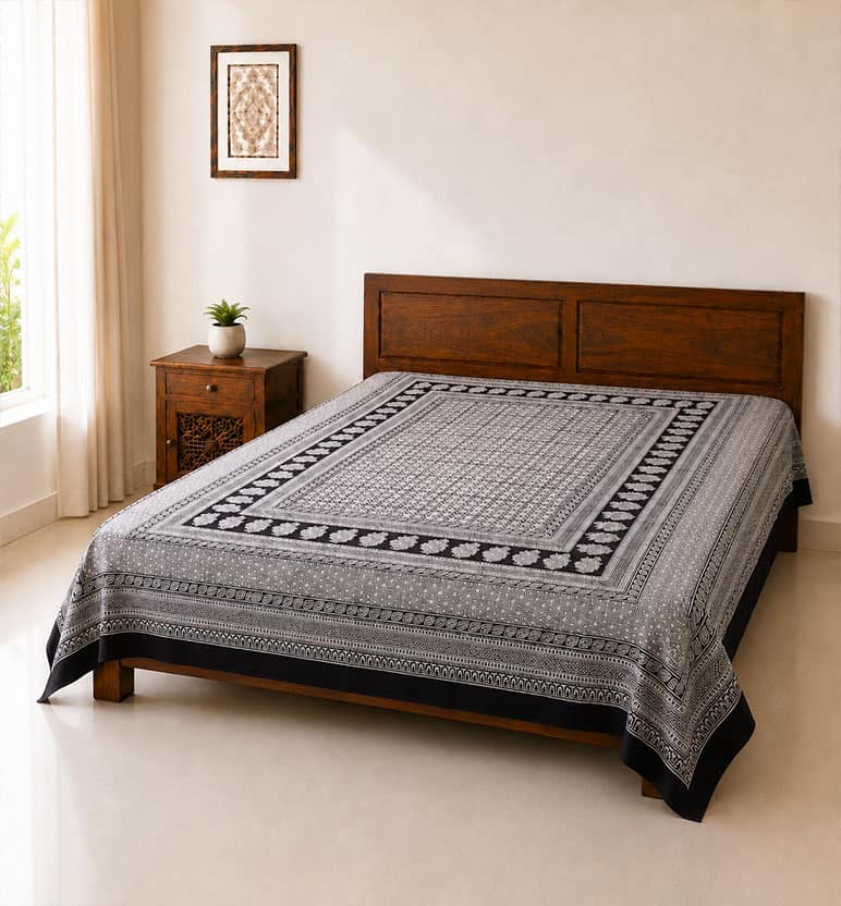 Hand Block Printed Bagh Cotton Double Bedsheet view 2