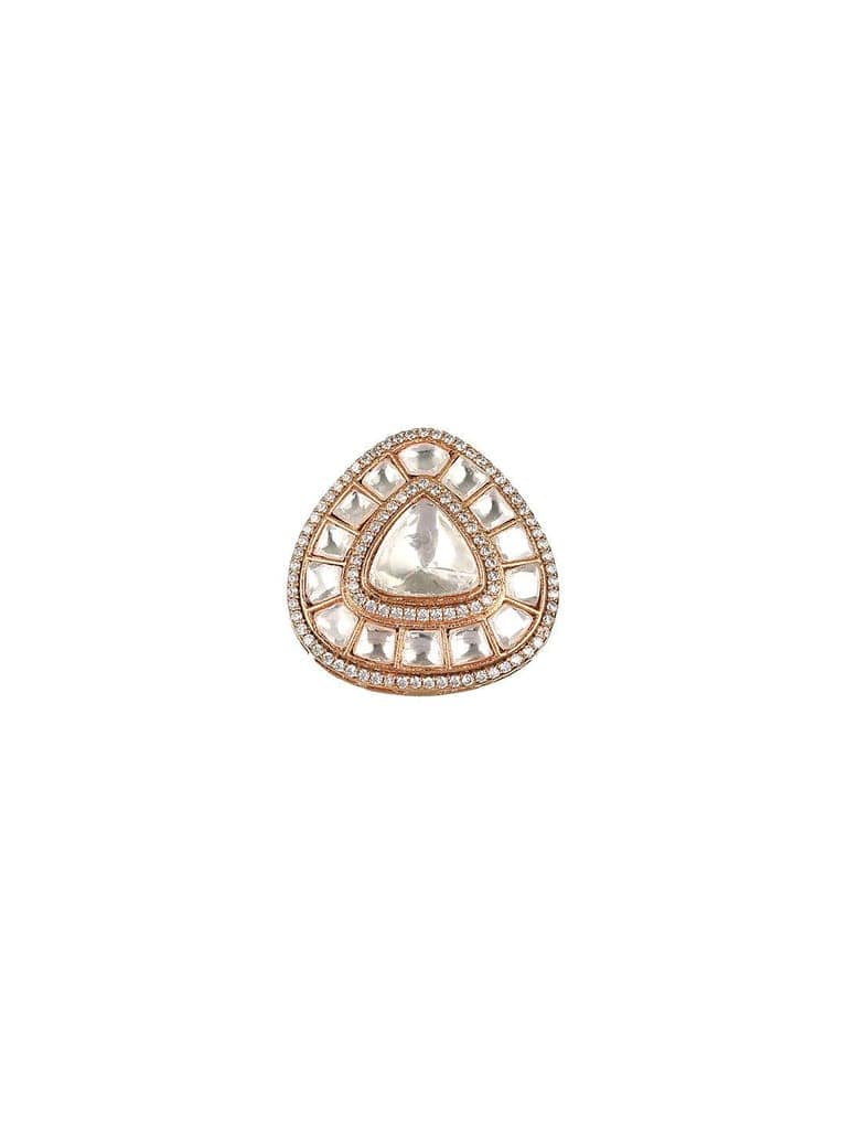 Gold Plated Polki Kundan Studded Engagement Finger Ring view 4