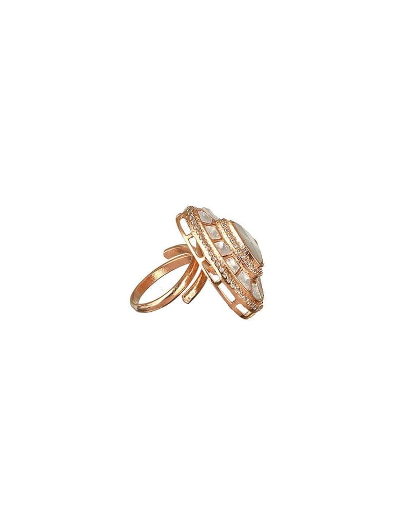 Gold Plated Polki Kundan Studded Engagement Finger Ring view 5