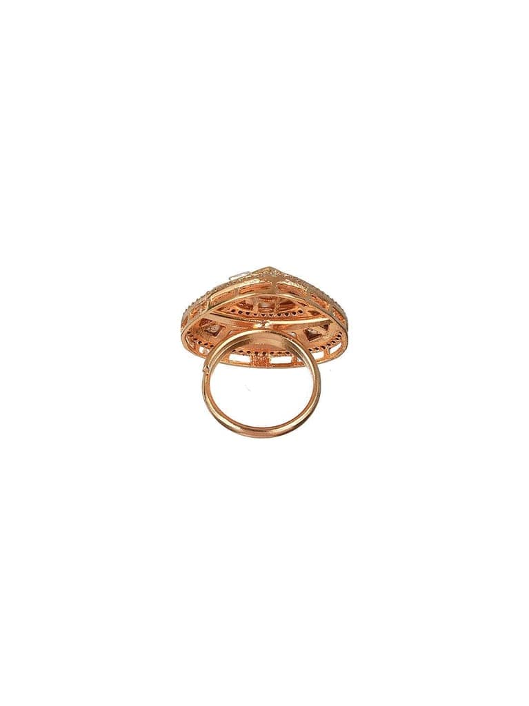 Gold Plated Polki Kundan Studded Engagement Finger Ring view 6
